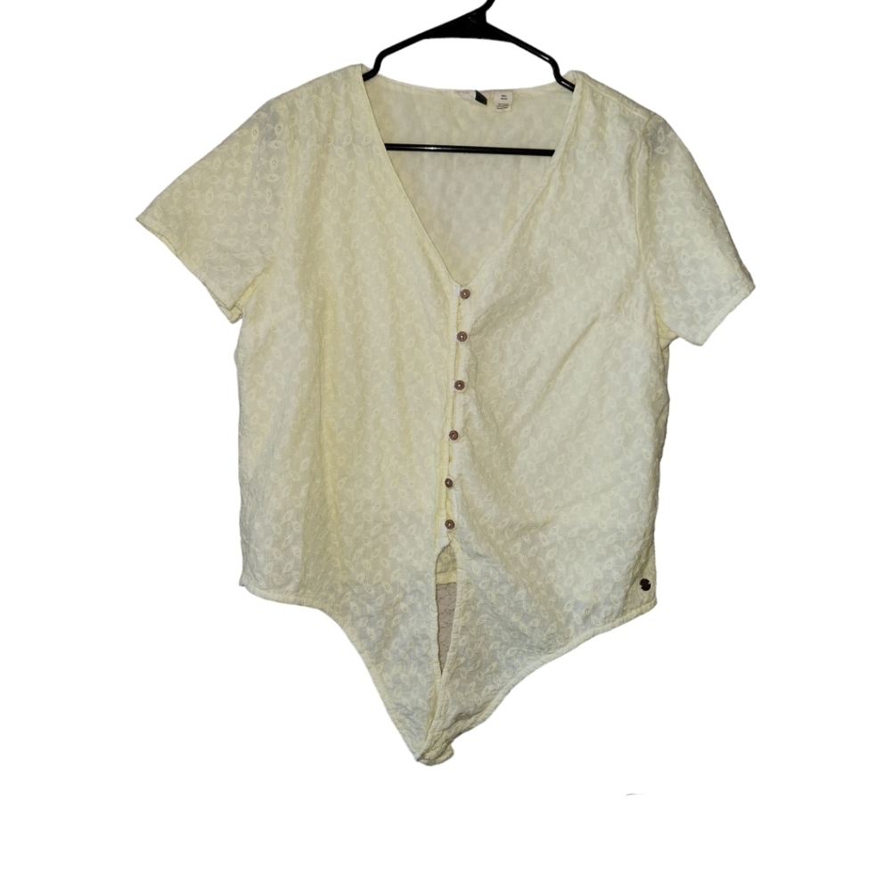 Roxy Crochet Floral Front Tie Crop Blouse